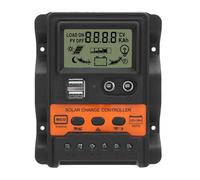 Rhawuy Solar Controller | 12V 24V Auto PWM with Dual USB Ports | Solar Panel Regulator for off Grid Systems/RVs/Boats | LCD Display, Adjustable Parameters (100A)