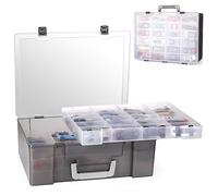 RHCOM Organizer per giocattoli, 72 scomparti, scatola portaoggetti compatibile con auto Hot Wheels e Matchbox, espositore per mini giocattoli e piccole bambole con 3 strati di vassoi rimovibili, nero