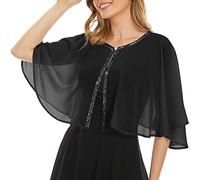 Rheane - Sciarpe e scialli di paillettes in morbido chiffon per abiti da sera, matrimonio e occasioni formali, nero, taglia unica