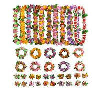 Rheross 10 Set Forniture di Hula Garland Collane Bracciali Hawaiian Luau Leis Decorazioni per Feste Forniture per Decorazioni Hawaii