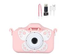 Rheross Fotocamera digitale per bambini, con scheda SD da 32 GB, per ragazze e ragazzi (rosa)