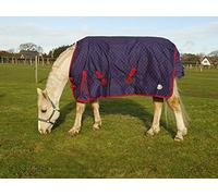 Rhinegold Dottie Torrent-Tappeto Leggero Senza Imbottitura, Esterno 0, Blu Navy/Rosso A Pois, 175,3 cm