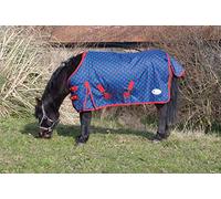 Rhinegold - Tappeto per Esterni, Leggero, Senza Imbottitura, Blu Navy/Rosso a Pois., 122 cm