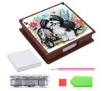 Rhinestone Art Storage Kit, Large Capacity Cute 3D Cat Dog Shapes Storage Accessory, Sticky Note Holder, for Family Friends Adults Men Women Home Office Study Memo