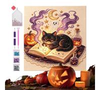Rhinestone Bead Painting Kit, Pearl Art Craft, Black Cat Table Decor | Leaning Cat Table Craft for Home, Living Room, Kitchen, Dorm, Workplace, Holidays and Parties