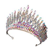 Rhinestone-Encrusted Bridal Headband Crown - Alloy For Pageants & Weddings(Colored diamonds on gold)