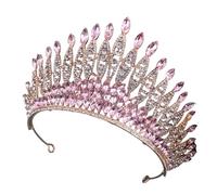 Rhinestone-Encrusted Bridal Headband Crown - Alloy For Pageants & Weddings(Gold background pink diamond)