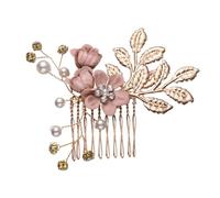 Rhinestone Hair Comb Rosa in Metallo per Sposa Elegante | Foglie e Artificiali, Party e Fidanzamento, Facile da Inserire e Rimuovere Dai Chioma