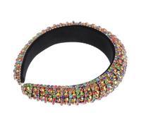 Rhinestone Headband a Fascia Larga in Lega e Corduroy