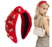 Rhinestone Headband, Heart Jeweled Knotted Hairband, 5.12x6.69 Inch portable Wide Sparkling, Fashion Accessory for Elegant Hairpiece, Hair Hoop Headband