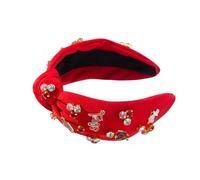 Rhinestone Jeweled Hairband, Heart Knotted Hairband, Valentine's Day Accessory, Women’s Rhinestone Headband, Festive Headband for Women, Holiday Hairband for Women, Jeweled Hairband for Holiday