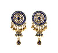 Rhinestone Jhumka Orecchini per donne Bollywood tradizionale tradizionale zingara cristallo in perline di perline ossidata antica indiana Bell Jhumki Orera goccia doganna bandiera bohémien Festive