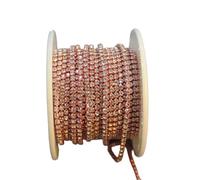 Rhinestones Chain Roll Tassel 3/10Yard Crystal Ribbon Strass Banding Sew On Gold Rhinestone Trim Strip Cup Chains For Needlework(Crystal-Pink,10YARD PER ROLL_SS16)