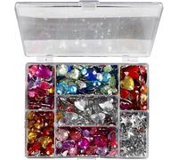 Rhinestones in display box, D: 6+7+9+10+11+12+14+16 mm, outer size 16,4x9,2x1,5