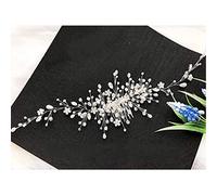 Rhinestones Rhinestones Wedding Head Bandiera da 11,6 pollici di coppia da sposa con di perle in bianco Rattan per i capelli per le perle di perle (argento)