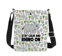 Rhino Crossbody Bag Rhino Lover Gift Rhinoceros Gift Stay Calm And Rhino On Rhinoceros Borsa a tracolla, Rinoceronte Cb1, 111