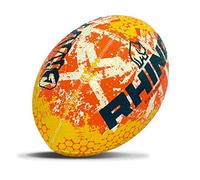 Rhino Graffiti - Pallone da rugby, colore arancione e giallo, 5
