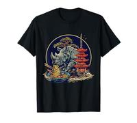 Rhino Mangiare Ramen Pagoda Bonsai Opera d'Arte Rhino Noodle Art Maglietta