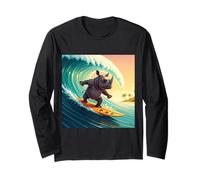 Rhino on a surfboard Maglia a Manica