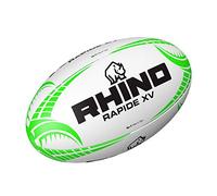 Rhino Pallone da Rugby Rapide XV-Dimensione 5, Palla Taglia Unisex, Bianco/Verde