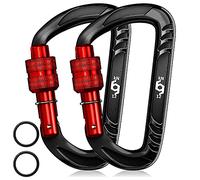 RHINO Produxs 2PCS of 12kN (2697 lbs) Heavy Duty Lightweight Locking Carabiner Clips - Excellent for Securing Pets, Outdoor, Camping, Hiking, Hammock, Dog Leash Harness, Keychains, Water Bottle