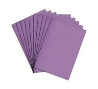 Rhino Quaderno formato A4, 64 pagine/15 mm, a righe, 10 pezzi, cancelleria per ufficio e scuola, viola