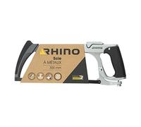 RHINO - Seghetto per metallo, 300 mm, 300 mm, montaggio in alluminio, lungo 24 denti, 2 angoli di taglio, rapido cambio della lama, maniglie grip comfort