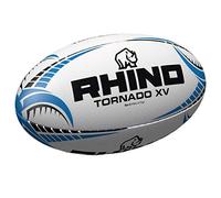 Rhino Tornado XV - Pallone da rugby, misura 4, colore: bianco/blu