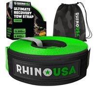 Rhino USA Cinghia di Traino (7,6 cm x 6,1 m) - Resistenza alla Rottura di 13.600 kg - Corda di Recupero di Emergenza per Camion, UTV, ATV - Cinghia di Recupero Heavy Duty per Uso Offroad 4X4 - Verde