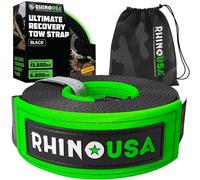 Rhino USA Cinghia di Traino (7,6 cm x 9,1 m) - Resistenza alla Rottura di 13.600 kg - Corda di Recupero di Emergenza per Camion, UTV, ATV - Cinghia di Recupero Heavy Duty per Uso Offroad 4X4 - Nera