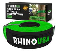 Rhino USA Cinghia per Traino Auto - Accessori Fuoristrada - Cinghie Rimorchio - 7.6 cm x 2.4 m - 13,600 kg - Resistente alla Rottura - Cinghia con Anello con Triplo Rinforzo - Verde