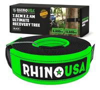 Rhino USA Cinghia Traino Auto - Accessori Auto Fuoristrada - Cinghie Rimorchio Auto - 7.6 cm x 2.4 m - 13,600 kg - Resistente alla Rottura - Cinghia con Anello con Triplo Rinforzo - Nero