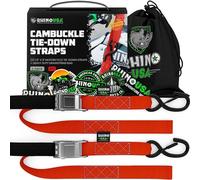 Rhino USA Cinghie a Cricchetto per Moto 1000 kg - Cinghie di Fissaggio a Cricchetto - 2 Pz - Cinghie con Ganci a S con Sicura - Cinghia a Cricchetto - per Viaggio Trasporto Trasloco - Arancia