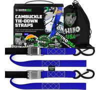 Rhino USA Cinghie a Cricchetto per Moto 1000 kg - Cinghie di Fissaggio a Cricchetto - 2 Pz - Cinghie con Ganci a S con Sicura - Cinghia a Cricchetto - per Viaggio Trasporto Trasloco - Blu