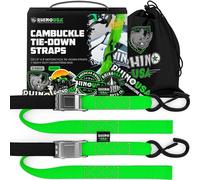 Rhino USA Cinghie a Cricchetto per Moto 1000 kg - Cinghie di Fissaggio a Cricchetto - 2 Pz - Cinghie con Ganci a S con Sicura - Cinghia a Cricchetto - per Viaggio Trasporto Trasloco - Verde