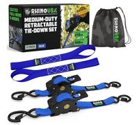 Rhino USA Cinghie di ancoraggio a cricchetto retrattili: resistenza alla rottura massima di 540 kg, include (2) cinghie di ancoraggio retrattili automatiche da 2,5 cm x 3 m con manici imbottiti.