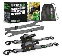 Rhino USA Cinghie di ancoraggio a cricchetto retrattili : resistenza alla rottura massima di 540 kg, include (2) cinghie di ancoraggio retrattili automatiche da 2,5 cm x 3 m con manici imbottiti.