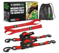 Rhino USA Cinghie di ancoraggio a cricchetto retrattili: resistenza alla rottura massima di 540 kg, include (2) cinghie di ancoraggio retrattili automatiche da 2,5 cm x 3 m con manici imbottiti.