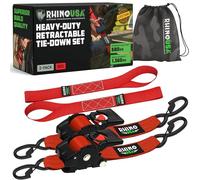 Rhino USA Cinghie di tensione retrattili con cricchetto da (confezione da 2) -1360 kg di carico di rottura, incluse (2) automatiche ultimate da 5.0 cm x 3 m con maniglie imbottite - Rossa