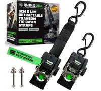 Rhino USA Cinghie Retrattili per Rimorchio Barca (Confezione da 2) - Cinghie di Fissaggio per Barca da 5cm x 1,1m, 1300kg - Fissaggio per Barca, Jet-Ski e altro! Acciaio Inossidabile