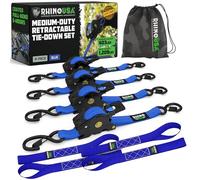Rhino USA Fascette per cavi retrattili a cricchetto (confezione da 4): resistenza massima alla rottura di 540 kg, incluse (4) automatiche da 2.5 cm x 3 m con maniglie imbottite - Blu