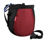 Rhino Valley Borsa per Magnesite da Arrampicata, Sacchetto per Magnesio senza Perdite con Coulisse e Cintura Regolabile, Moschettone e Tasche con Cerniera per Arrampicata, Ginnastica, nero e rosso