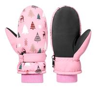 Rhino Valley Guanti da Neve Bambini, Moffole da Sci Invernali Impermeabili | Guanti Caldi con Velcro, Guanti da Neve con Orsetto per Bambini, per Sci e Snowboard