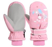 Rhino Valley Guanti da Neve Bambini, Moffole da Sci Invernali Impermeabili | Guanti Caldi con Velcro, Guanti da Neve con Orsetto per Bambini, per Sci e Snowboard