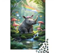 Rhinoceros Puzzle 1000 Pezzi, Strumento Cognitivo, Progetto Condiviso, Opera Da Mostrare 1000pcs (75x50cm)