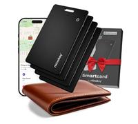 Rhinokey® Apple MFi Certified Wallet Tracker Card funziona con Apple Find My, 0,18 cm ricaricabile IP68 impermeabile Trova oggetti, tracker per carte di credito con foro portachiavi per bagagli