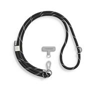 RhinoShield Braided Crossbody Phone Lanyard (Landyard Card Included) | Easy to Adjust, Additional loop to hang Airpods and Card Holders, Durable Strap, Made of Recycled Materials - Cosmo Black