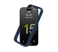 RhinoShield Bumper Case Compatible with [iPhone 15 Pro] | CrashGuard - Shock Absorbent Slim Design Protective Cover 3.5M / 11ft Drop Protection - Navy Blue