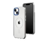 RhinoShield Clear Case Compatible with Magsafe for [iPhone 14/13]|Superior magnetic,Advanced Yellowing Resistance,Crystal Clear, Protective and Customizable Clear Phone Case- Cobalt Blue Camera Ring