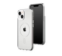 RhinoShield Clear Case Compatible with Magsafe for [iPhone 14/13] | Superior magnetic, Advanced Yellowing Resistance, Crystal Clear, Protective and Customizable Clear Phone Case- White Camera Ring